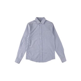 Designed long-sleeved work shirt Blue striped shirt Left front chest pocket design Customized long-sleeved shirt R425 Designed long-sleeved work shirt Blue striped shirt Left front chest pocket design Customized long-sleeved shirt R425